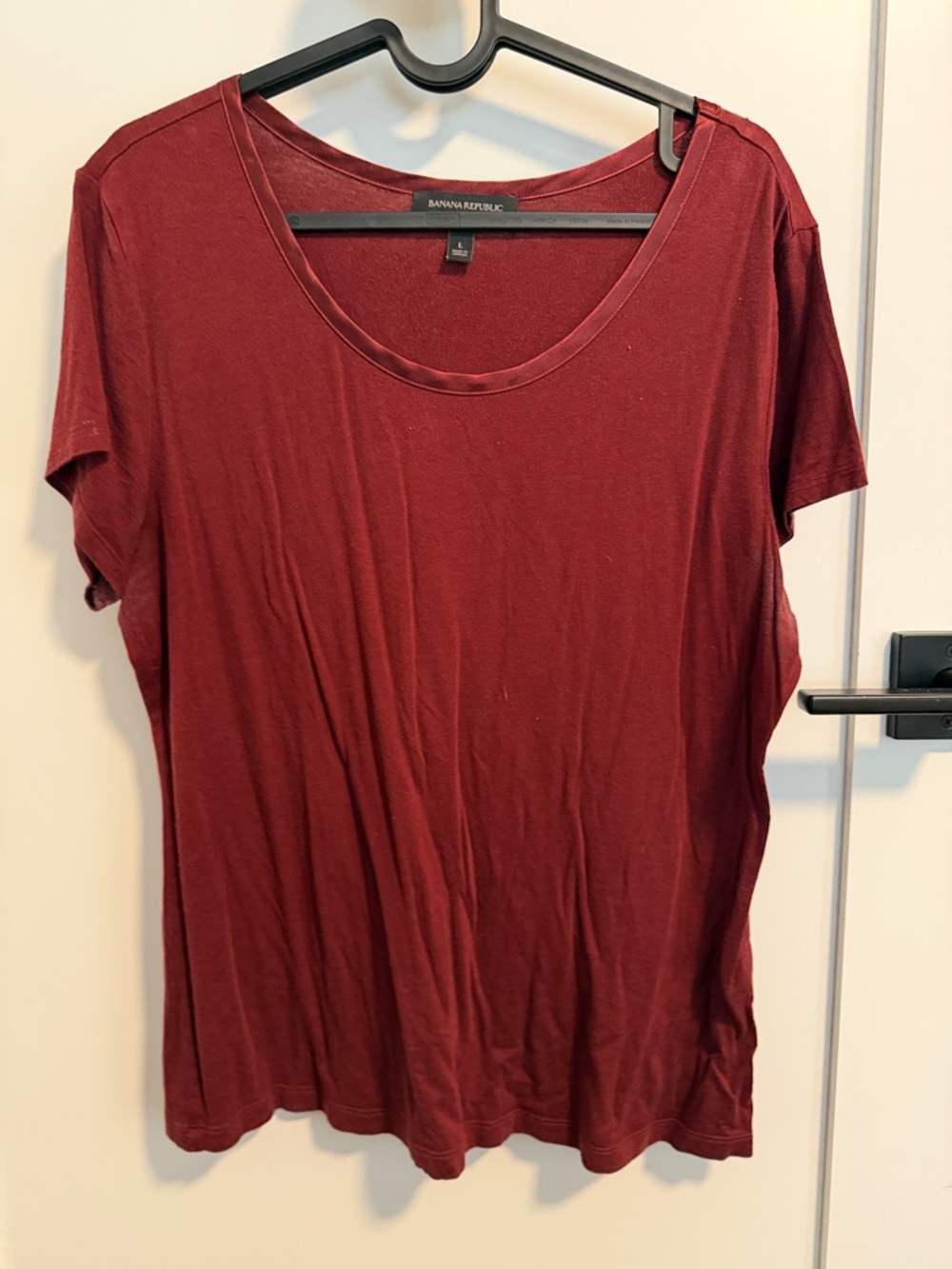 Banana Republic Women's Short Sleeve Scoop Neck Top - Deep Red